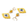 Glass Seed Bead Evil Eye Hoop Earrings EJEW-MZ00272-03-4