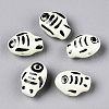 Handmade Printed Porcelain Beads Strand PORC-T133-02F-1