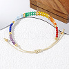 Bohemian Style Round Natural Amethyst & Lapis Lazuli & Aquamarine & Green Strawberry Quartz & Amber & Carnelian & Ruby Beaded Braided Bead Bracelets for Women UO1749-2