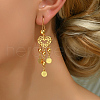 Fashionable Brass Coin with Heart Tassel Hoop Earrings AY1961-1