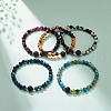 Natural Fire Crackle Agate & Lava Rock Stretch Bracelet BJEW-JB08362-2