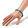 Round Synthetic Turquoise & Natural Lava Rock Stretch Bracelet BJEW-JB07470-02-3