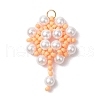 Handmade Glass Seed Beaded Flower Pendants PALLOY-MZ00498-05-1