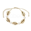 2Pcs Natural Shell & Acrylic Pearl Braided Bead Bracelets for Women BJEW-JB11262-3