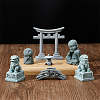 SUPERFINDINGS 7Pcs 7 Styles Mini Sandstone Bridge & Resin Torii Gate/Lion/Ksitigarbha Buddha/Monks DJEW-FH0001-23-5