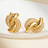 Elegant Brass Clear Cubic Zirconia Twist Stud Earrings NN5880-1-3