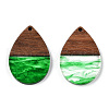 Transparent Resin & Walnut Wood Pendants RESI-N039-25D-3