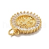 Flat Round with Saint Brass Micro Pave Clear Cubic Zirconia Pendants KK-G419-25G-4