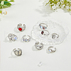 FIBLOOM 9Pcs 9 Style Cat Eye & Cubic Zirconia Open Cuff Rings Set RJEW-FI0001-12-5