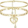 2Pcs Heart 201 Stainless Steel with Rhinestone Anklets FS-WG32213-04-1