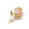 Glass Pearl Round Beaded Pendants PALLOY-MZ00747-02-4