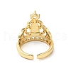Clear Cubic Zirconia Crown Open Cuff Ring RJEW-G262-01G-2