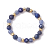 Natural Sodalite Beaded Stretch Rings RJEW-JR00867-01-2