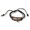 Wooden Braided Double Layer Multi-strand Bracelets BJEW-P301-02-1