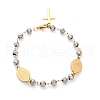 201 Stainless Steel & Electroplated Glass  Miraculous Medal Virgin Cross Charm Bracelets BJEW-B078-163G-2