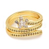 Rack Plating Brass Micro Pave  Clear Cubic Zirconia Rings for Women RJEW-S392-06G-2