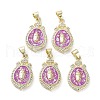 Rack Plating Brass Micro Pave Clear Cubic Zirconia Pendants KK-C041-06F-G-1