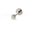 G23 Titanium Alloy Cubic Zirconia 17 Gauge Flat Round Threadless Labrets WG94BD7-23-1