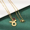 304 Stainless Steel Glass Drill Birth Stone Constellation Pendant Necklaces STAS-D305-08G-B-1