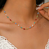 Geometric Brass Glass Column Link Chain Necklaces for Women Casual Vacation Jewelry BU2743-3