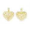 Rack Plating Brass Micro Pave Clear Cubic Zirconia Pendants KK-C011-22G-1