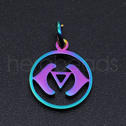 Chakra Theme Ion Plating(IP) 201 Stainless Steel Charms STAS-T054-JN403Q-1-1