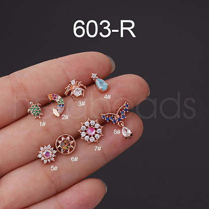 316L Surgical Stainless Steel Micro Pave Cubic Zirconia Cartilage Earrings WG7DF17-14-1