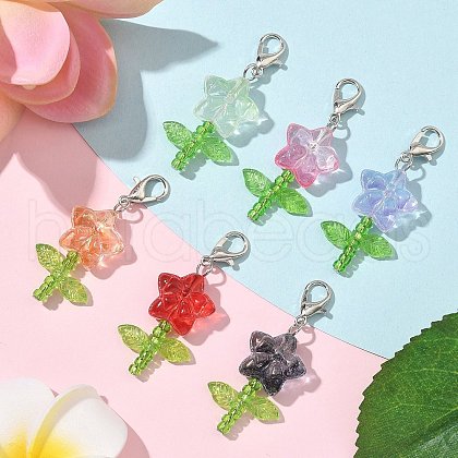 Flower Transparent Acrylic & Glass Pendant Decorations HJEW-JM03272-01-1