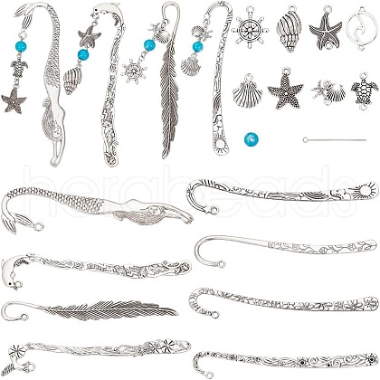 SUNNYCLUE DIY Ocean Theme Alloy Bookmarks Making Findings Kit DIY-SC0024-32-1
