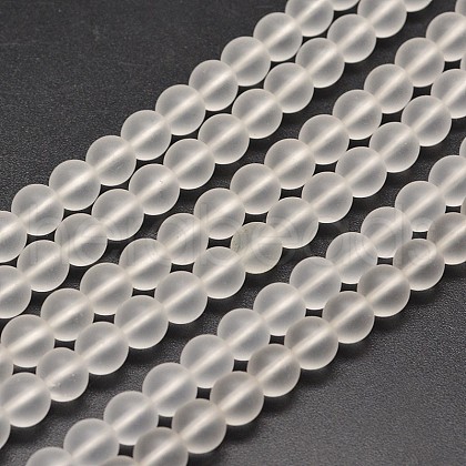 Frosted Synthetic Quartz Round Bead Strands PIEG-J002-07-6mm-1