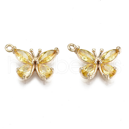 Real 18K Gold Plated Brass Micro Pave Cubic Zirconia Pendants KK-T056-59G-03-NF-1