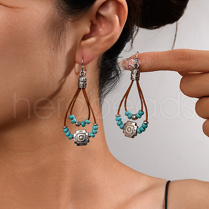 Alloy Synthetic Turquoise Dangle Earrings FS-WG12E90-10-1