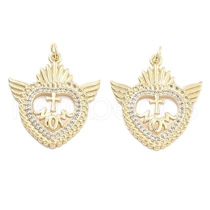 Brass Pave Cubic Zirconia Pendants KK-U009-10A-G-1
