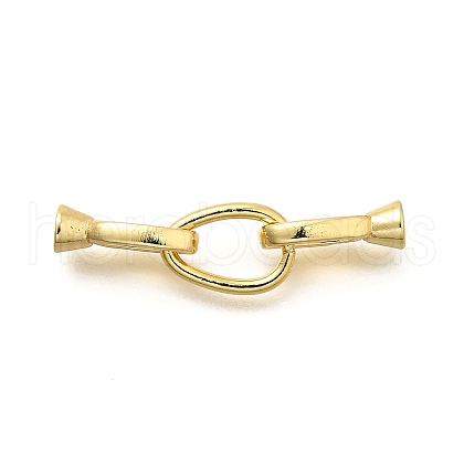 Teardrop Rack Plating Brass Fold Over Clasps KK-S508-18G-1
