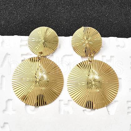 304 Stainless Steel Dangle Stud Earrings EJEW-D308-01G-1