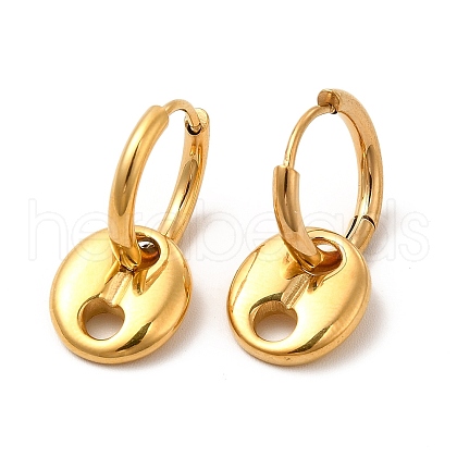 PVD Vacuum Plating 304 Stainless Steel Coffee Bean Dangle Hoop Earrings for Women EJEW-P219-17G-1