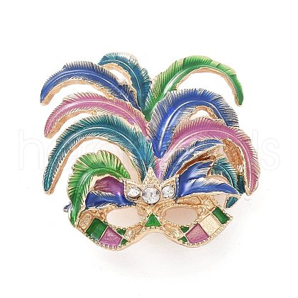 Mardi Gras Feather Mask Enamel Pins JEWB-E041-13G-1