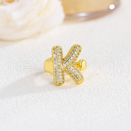Brass Micro Pave Clear Cubic Zirconia Cuff Rings FS-WG4832E-21-1