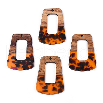 Transparent Resin & Walnut Wood Pendants RESI-TAC0017-72-B01-1