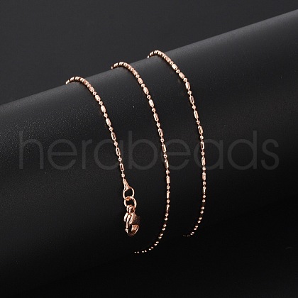 Brass Ball Chain Necklaces for Women NJEW-D302-32RG-1
