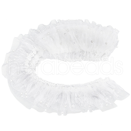 Gorgecraft 5 Yards Polyester Pleated Flower Lace Trim OCOR-GF0003-89B-1