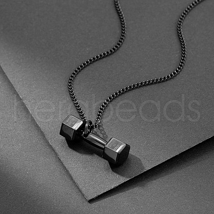Dumbbell 304 Stainless Steel Pendant Necklaces FS-WGFA125-01-1