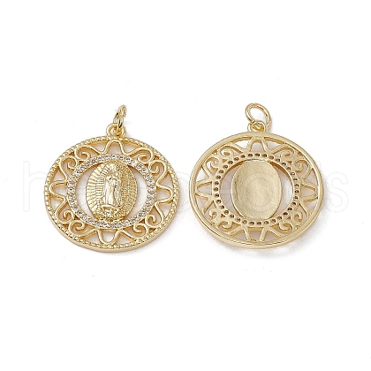 Brass Clear Cubic Zirconia Pendants KK-E068-VA059-2-1