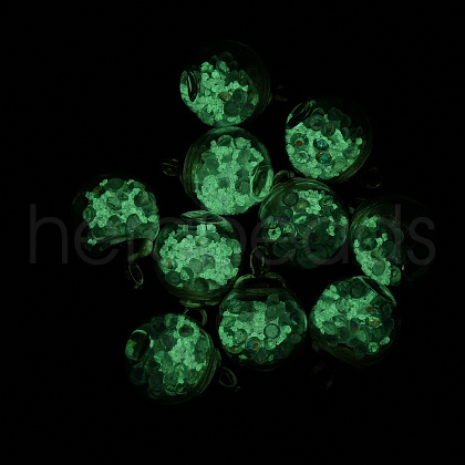Glow in the Dark Luminous Glass Globe Pendants GLAA-WH0030-18A-1
