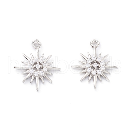 Rack Plating Brass Micro Pave Cubic Zirconia Pendants ZIRC-C026-11P-1