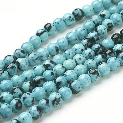 Synthetic Ocean White Jade Bead Strands G-J350-8mm-07-1