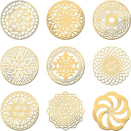 Olycraft 9Pcs 9 Style Custom Carbon Steel Cabochons DIY-OC0008-54-1
