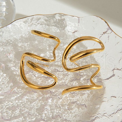 304 Stainless Steel Line Stud Earrings EJEW-D306-05G-1