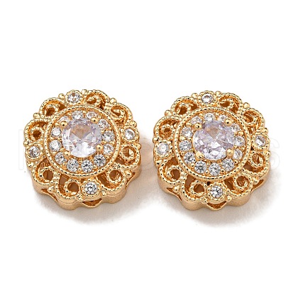 Brass Micro Pave Cubic Zirconia Beads KK-U037-29G-04-1