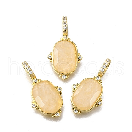 Natural Yellow Quartz Faceted Oval Pendants KK-F899-03D-G-1